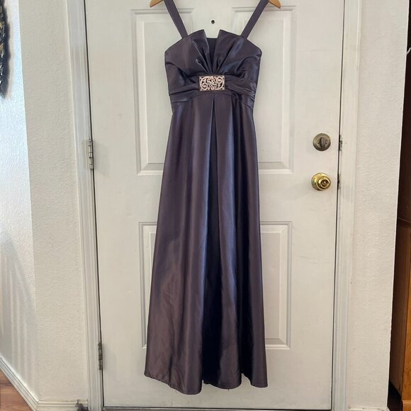Jessica McClintock Woman's Grey Lined Prom, Event , Party Maxi Dress Sz 4 - Picture 3 of 10
